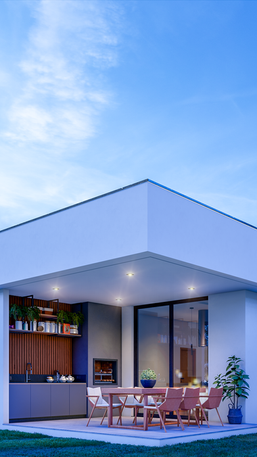 A varanda gourmet é integrada com o jardim.
Arquitetos em Torres RS | Müller Arquitetura | casa dos sonhos