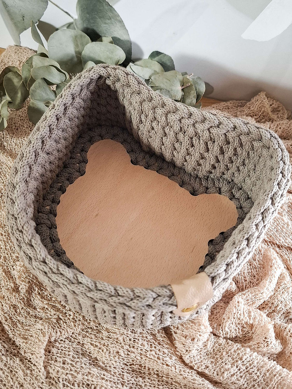 Miniaturbild: Holzboden für Häkelkörbchen - Bärchenkpf