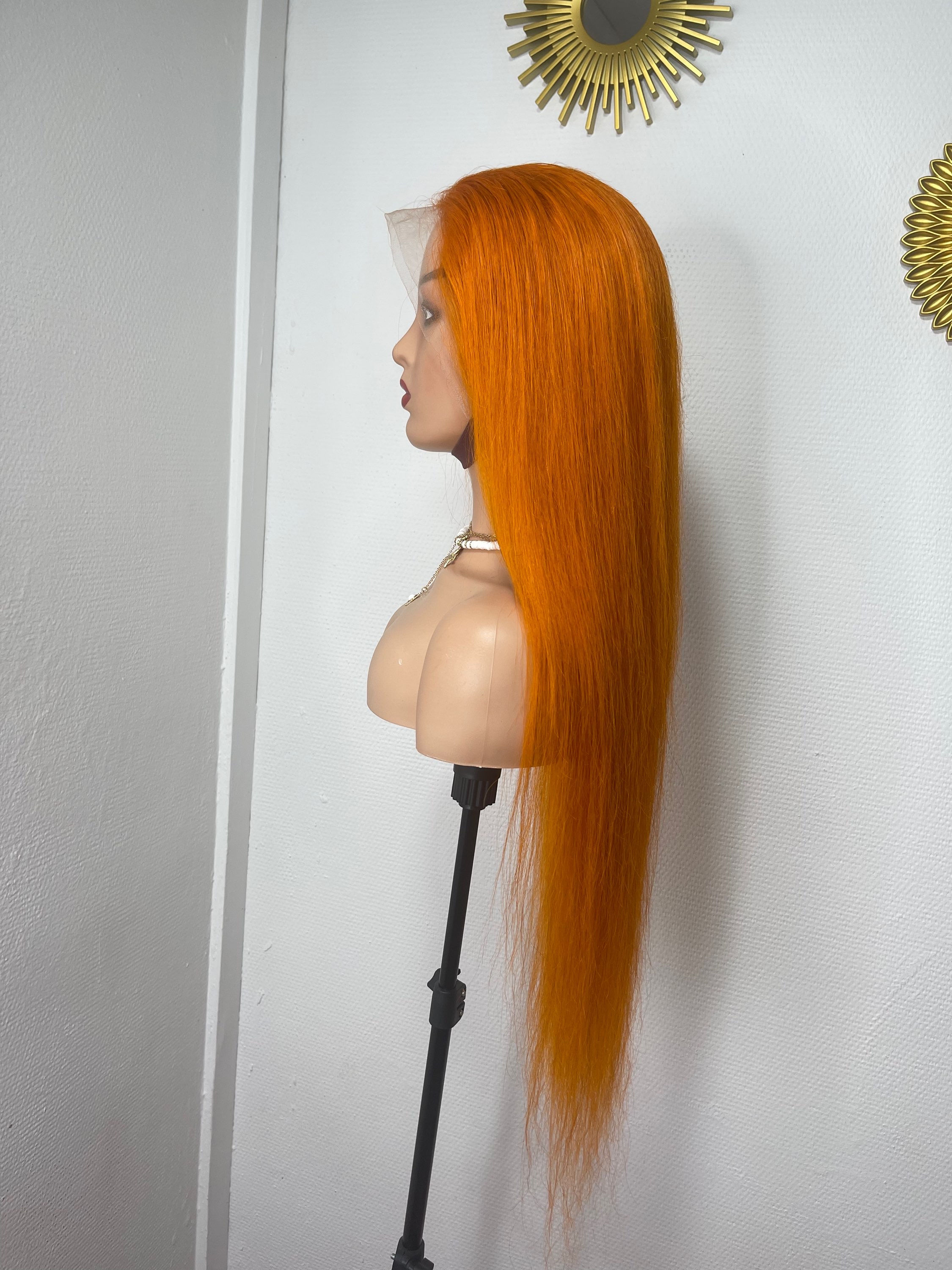 Perruque Orange  13*4 humain 100%