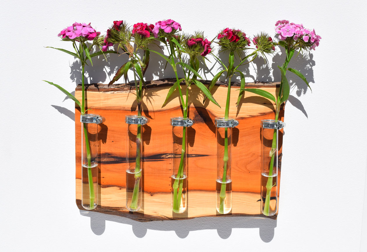 Tt Vase in Rustic Yew - Wall Mounted