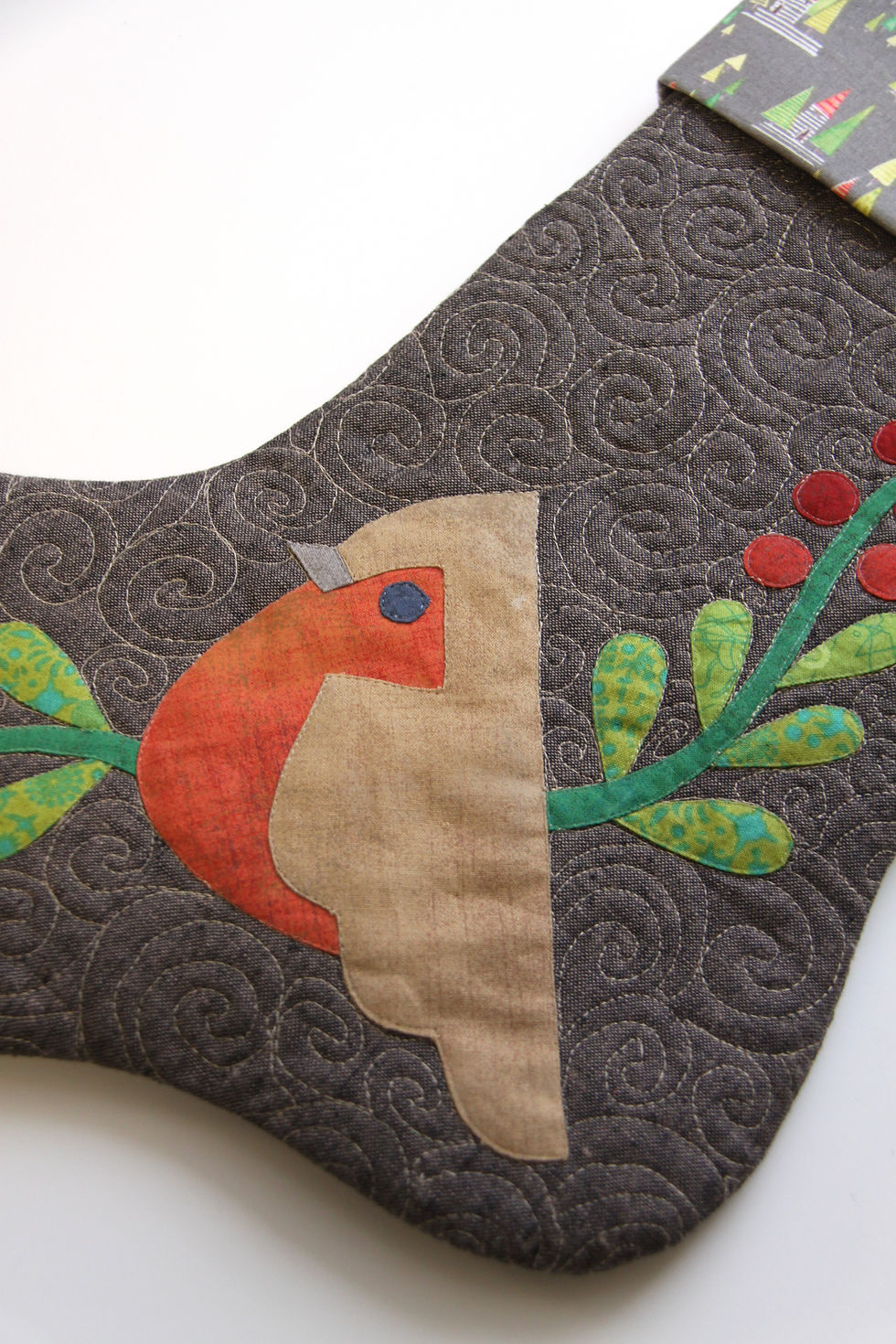 Thumbnail: Christmas Snowbird and Branches & Berries Applique PDF Template