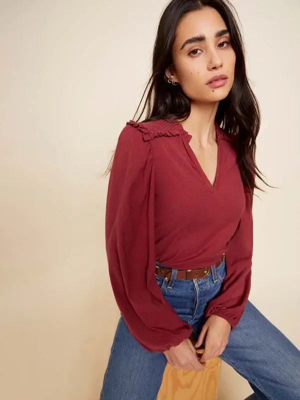 Nation | Dolly Smocked Shoulder Tee