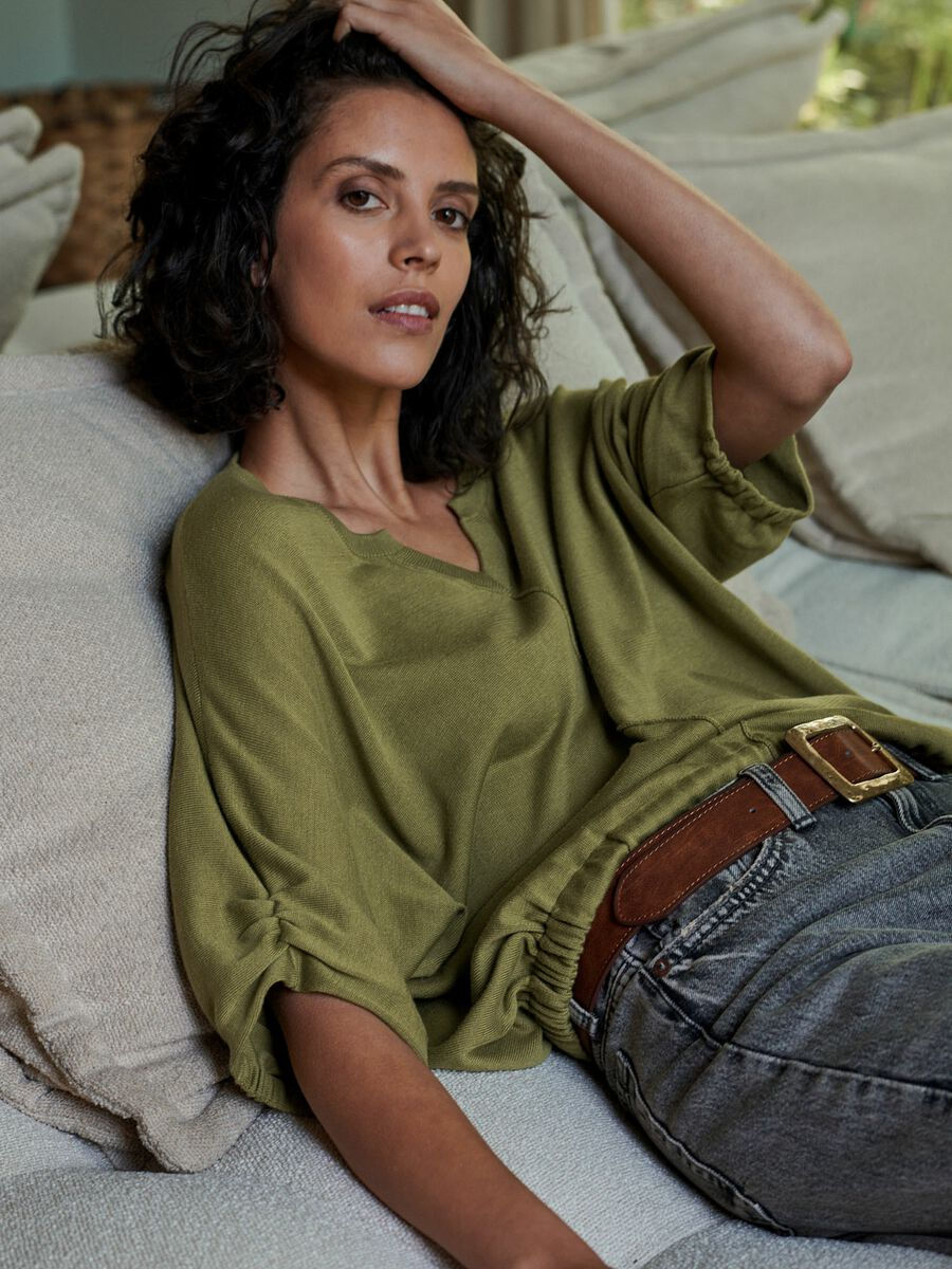 Thumbnail: Repeat Cashmere | Short Sleeve V Neck Sweater