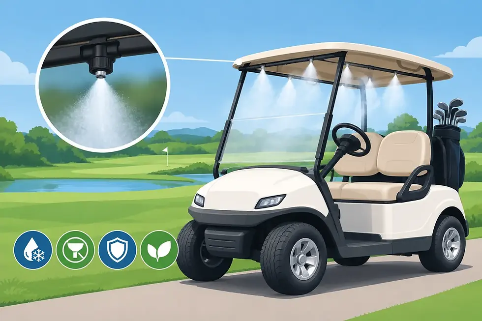 Anti Clog Misting Design Benefits for Golf Carts