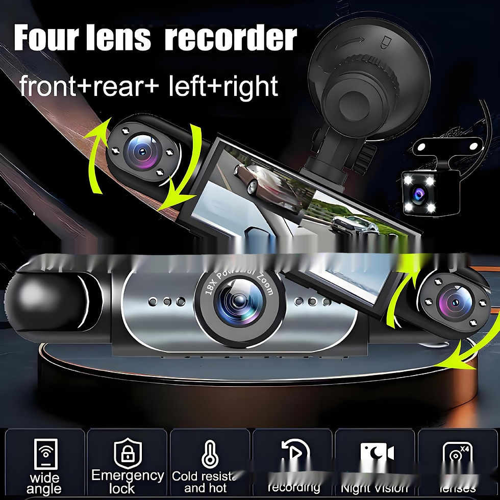 Thumbnail: Four-lens HD Surveillance Dash Cam with Rearview