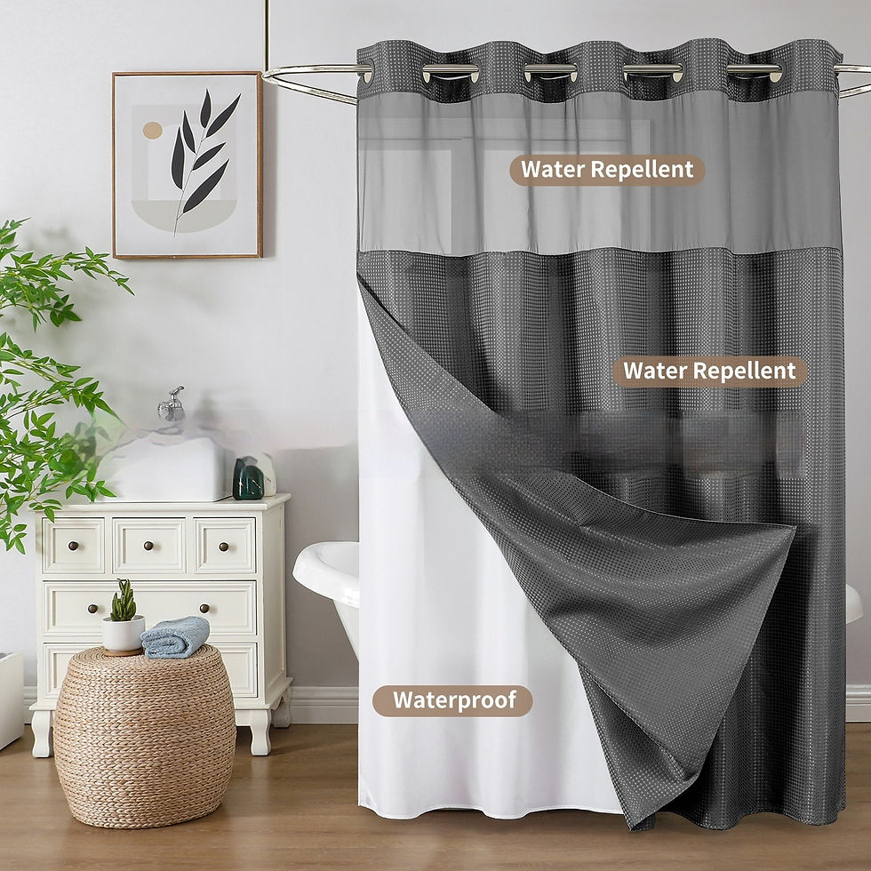 Thumbnail: Solid Waffle-Pattern Shower Curtain