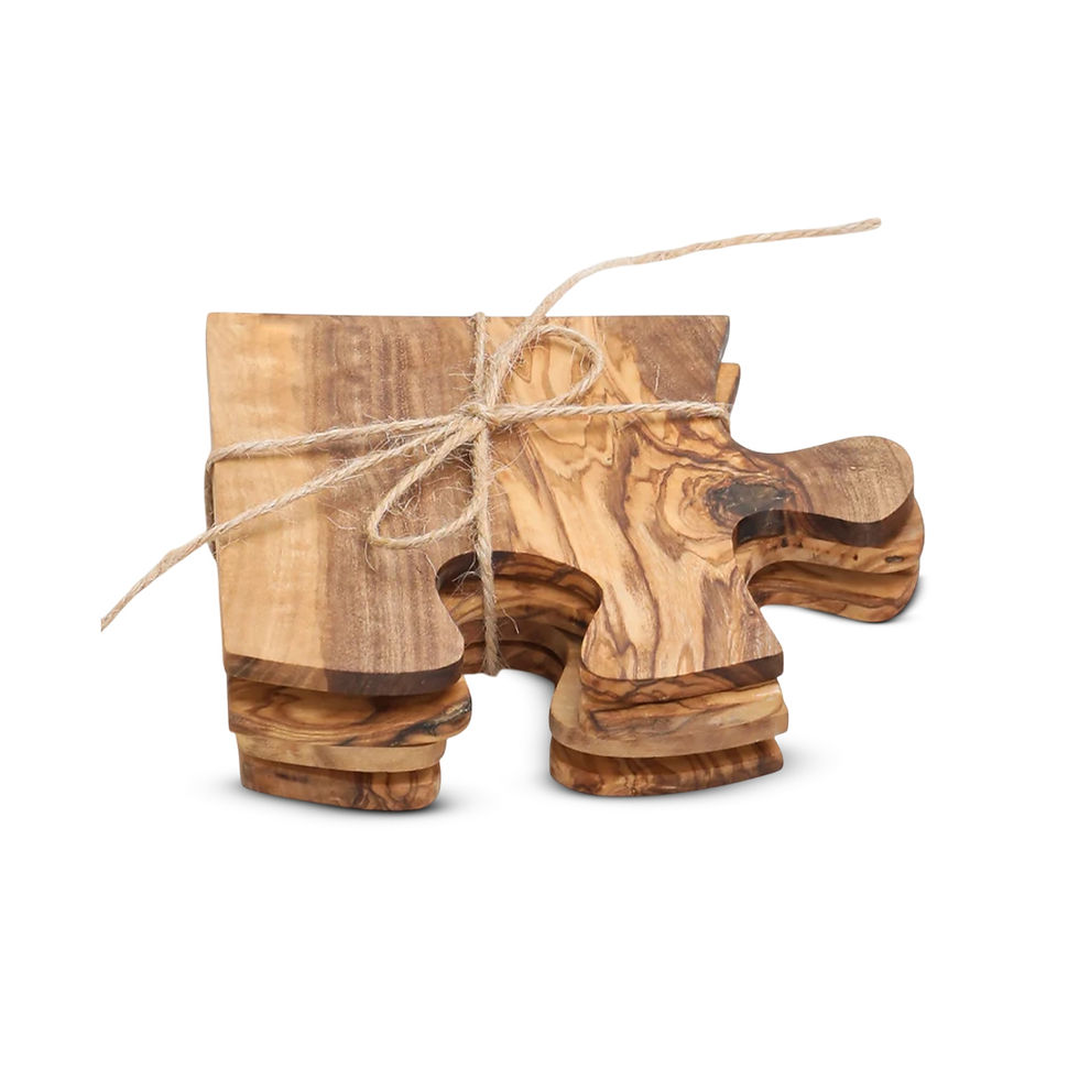 Thumbnail: Olive Wood Coaster Puzzle 4-Pcs Set.
