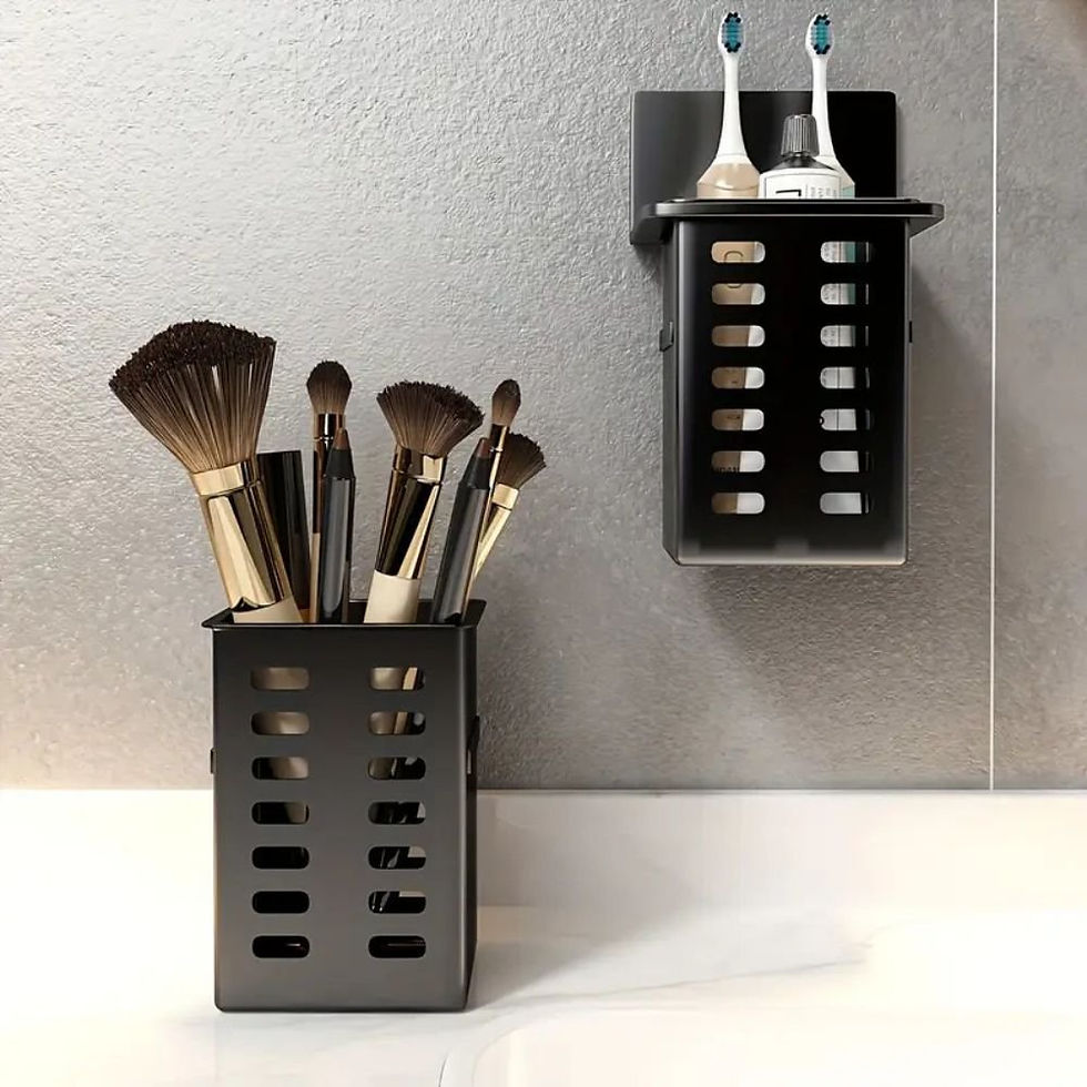 Thumbnail: 1pc Modern Wall-Mounted Bathroom Organizer