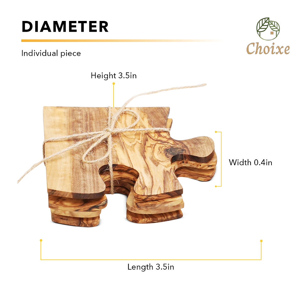 Thumbnail: Olive Wood Coaster Puzzle 4-Pcs Set.