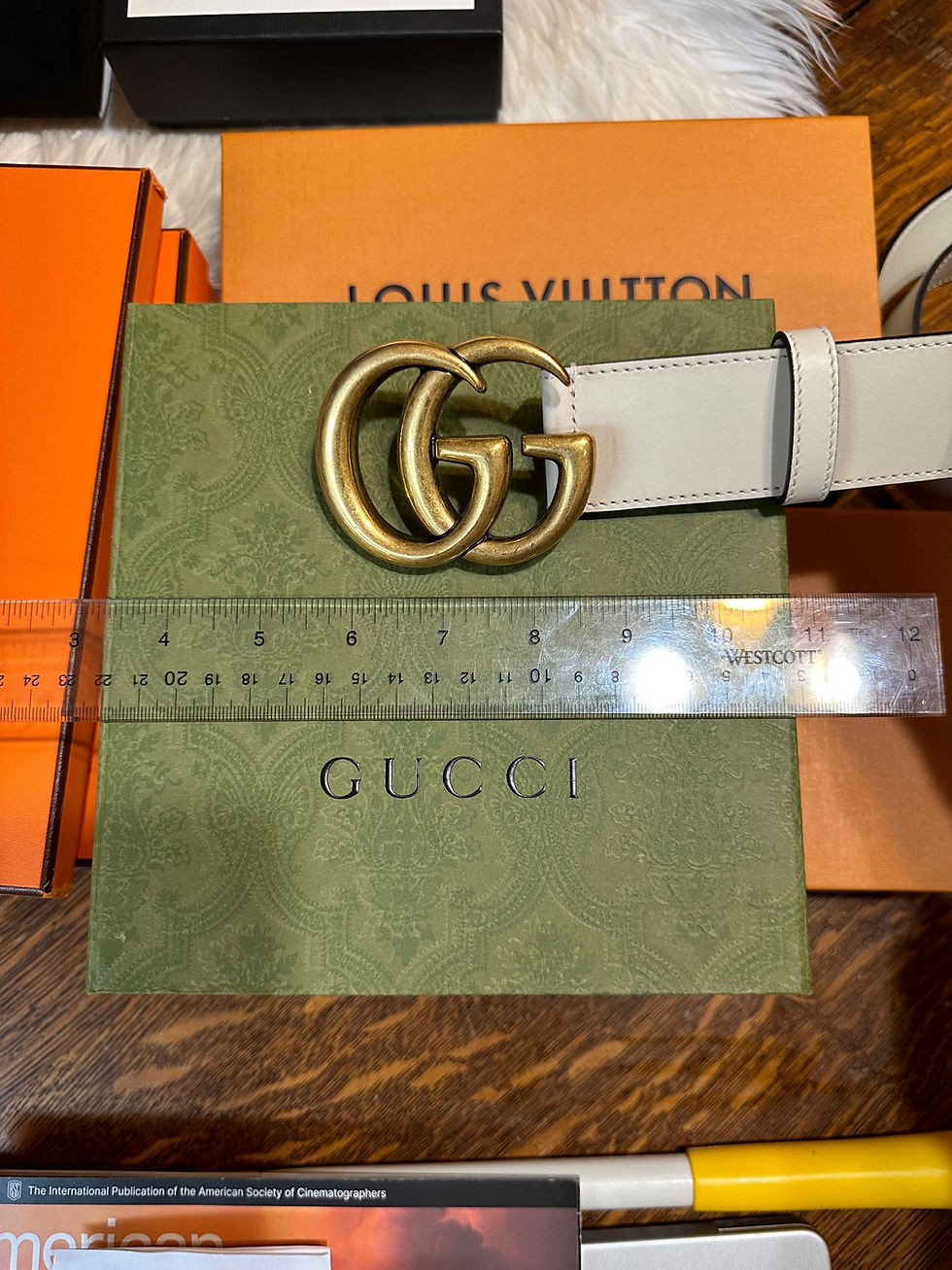 Thumbnail: Gucci Wide Off-White Leather Belt With GG Buckle ~ NWOT 