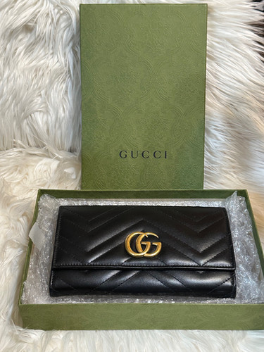 SOLD Gucci GG Marmont Continental Long Black Leather Wallet