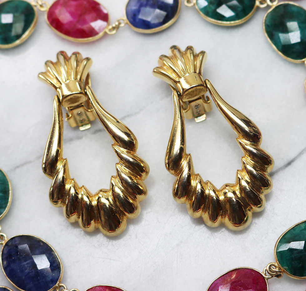 Miniaturebillede: ⚜️ Vintage PAOLO GUCCI Shell Doorknocker Earrings