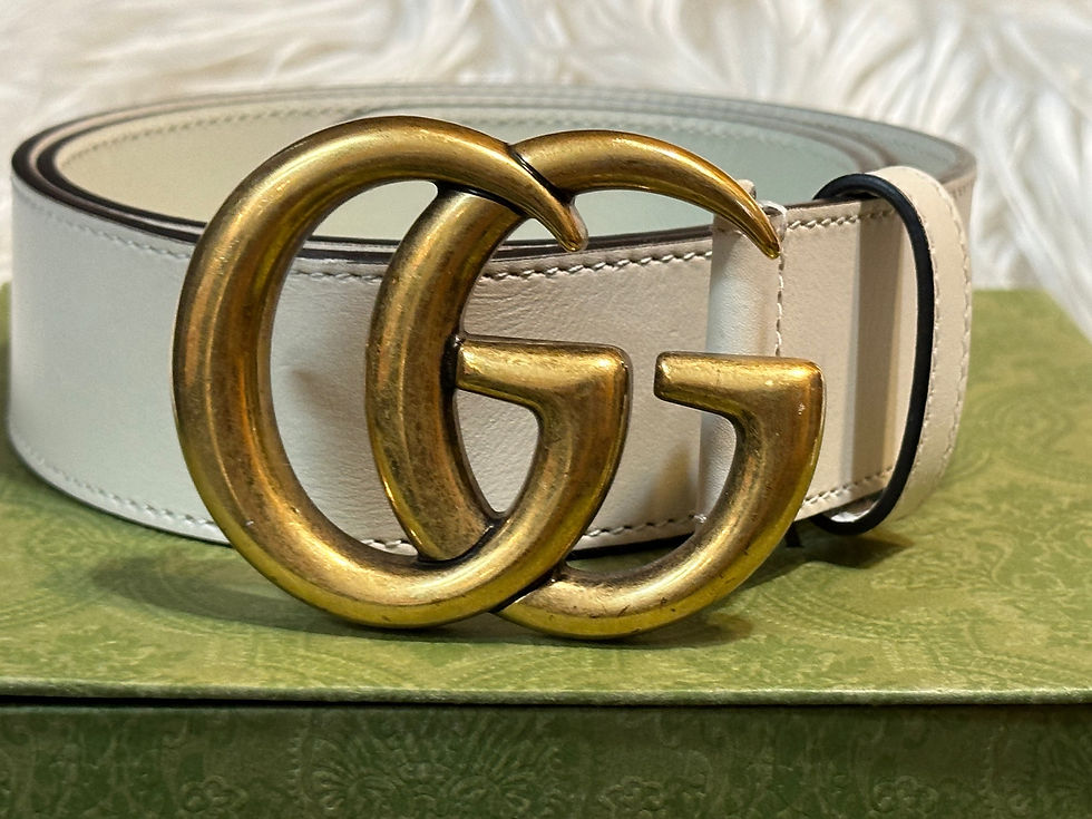 Thumbnail: Gucci Wide Off-White Leather Belt With GG Buckle ~ NWOT 