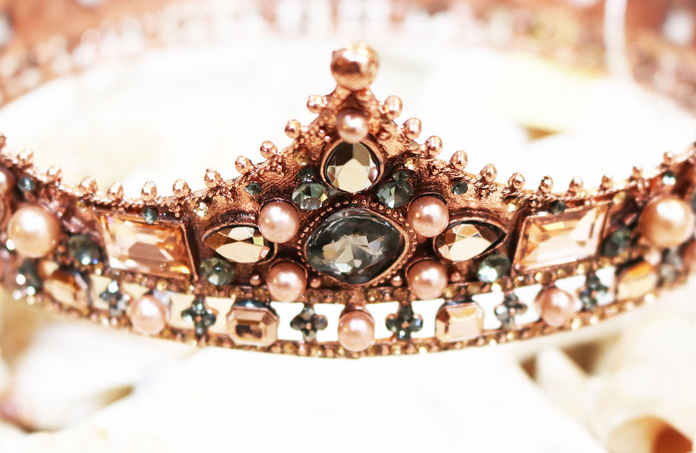 Miniature : GOTHIC GAME of THRONES Style Crown ~ Champagne Pearls & Smoky Topaz Crystals
