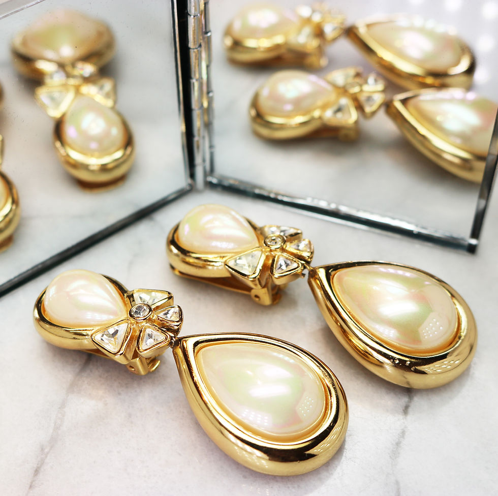 Miniature : ⚜️ Vintage CHRISTIAN DIOR© Crystal & Pearl Earrings
