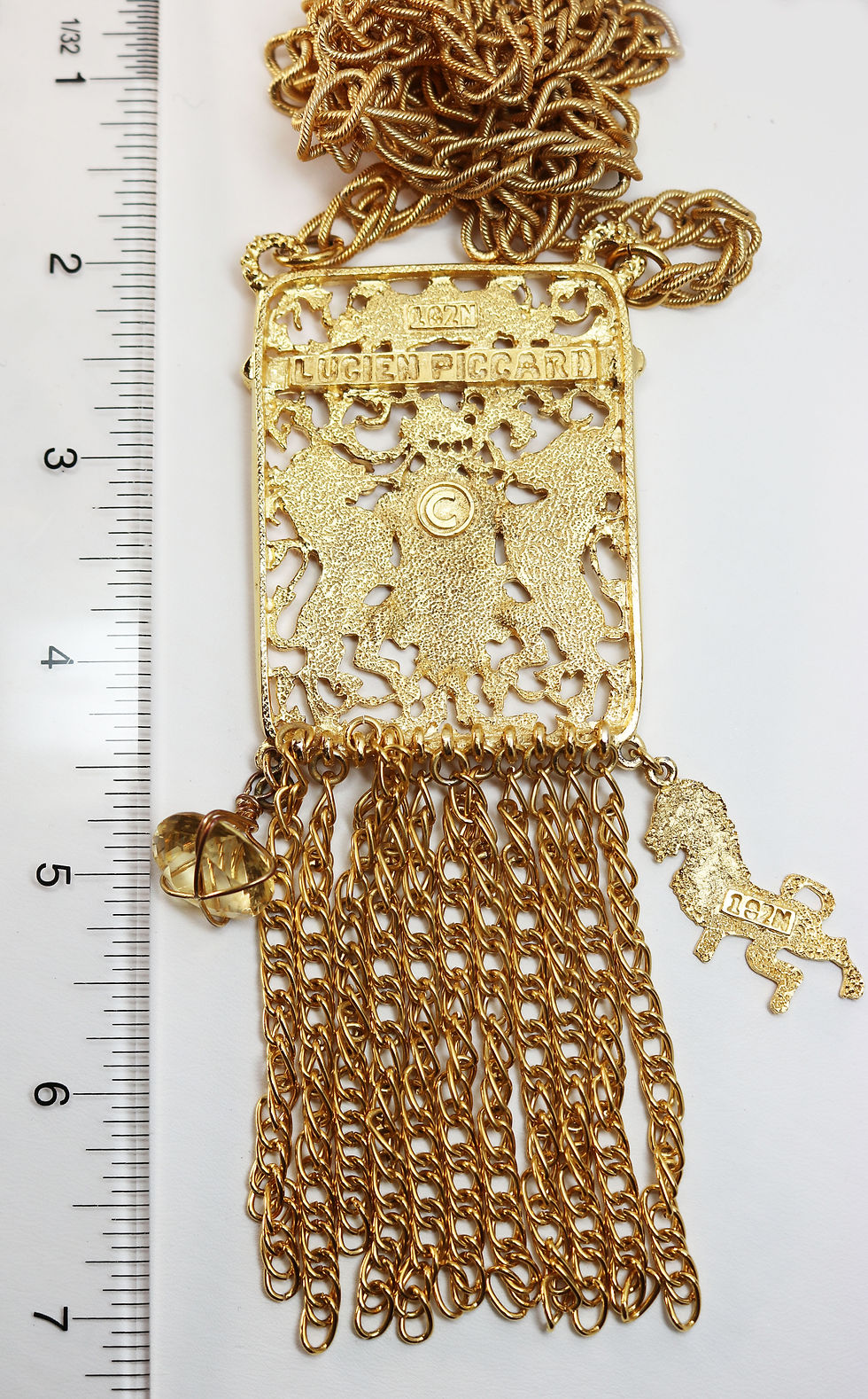 Thumbnail: VINTAGE 1970s LUCIEN PICCARD *signed* Haute Couture Runway Pendant Necklace