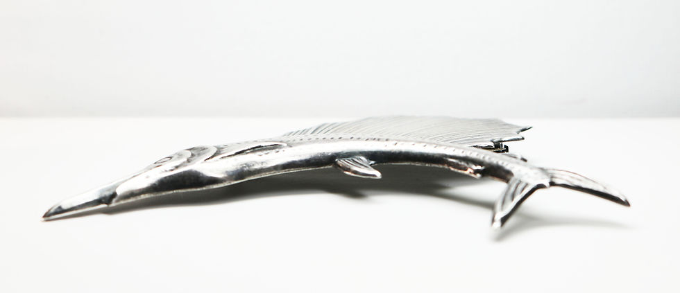 Miniatura: VINTAGE STERLING SILVER SAILFISH BROOCH *signed* .925 Vintage Sterling Silver