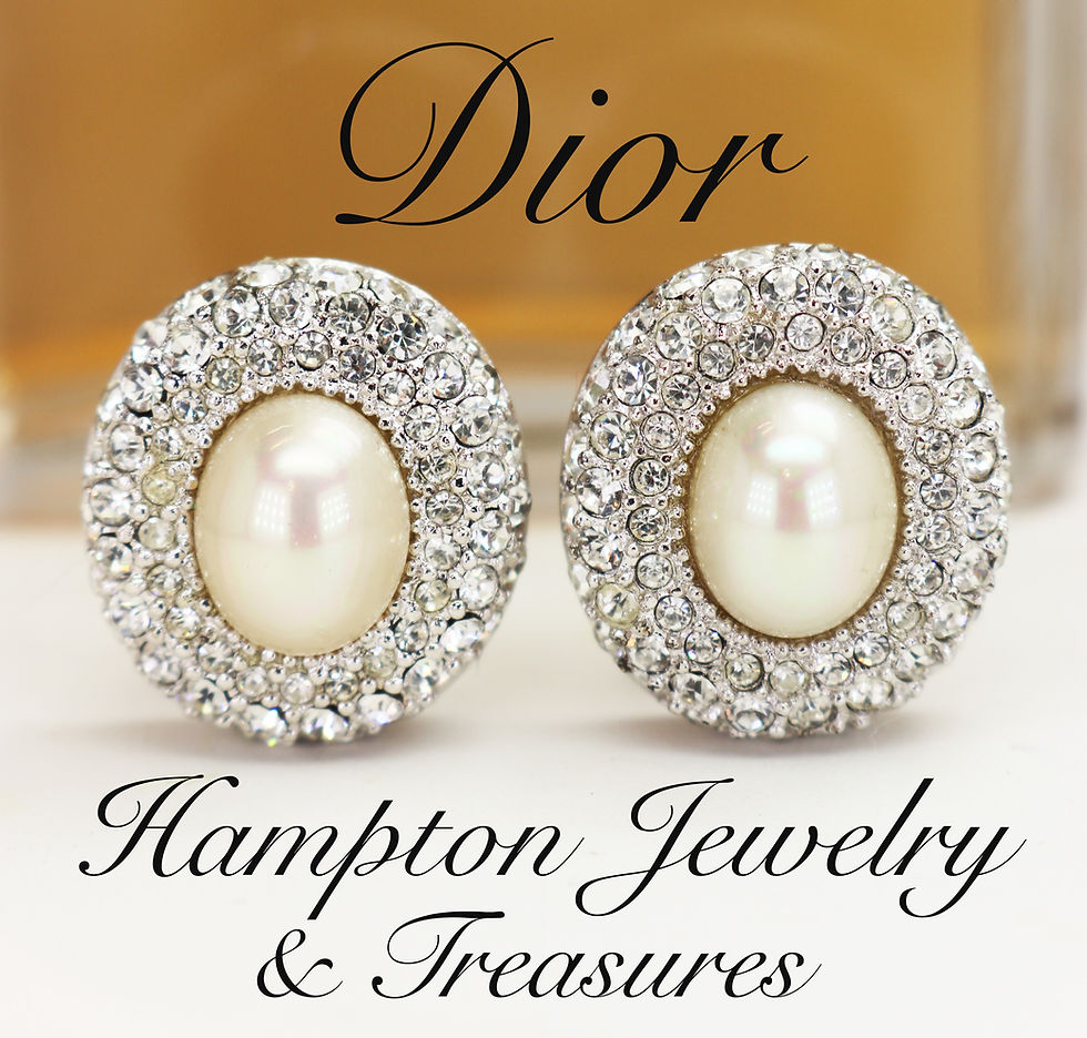 Miniaturebillede: ⚜️ Vintage CHRISTIAN DIOR© Pearl & Crystal Earrings