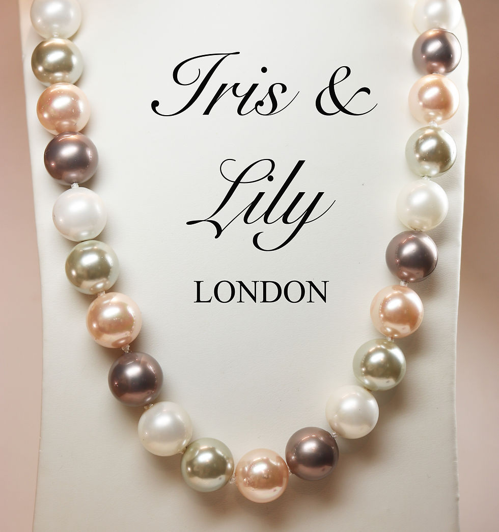 Thumbnail: Mother of Pearl Necklace with Tahitian Style 14mm Pearls & Sterling Silver Clasp