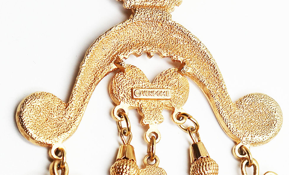 Thumbnail: VINTAGE 1970s VENDOME NECKLACE *signed* Etruscan Revival Chandelier Bib Necklace