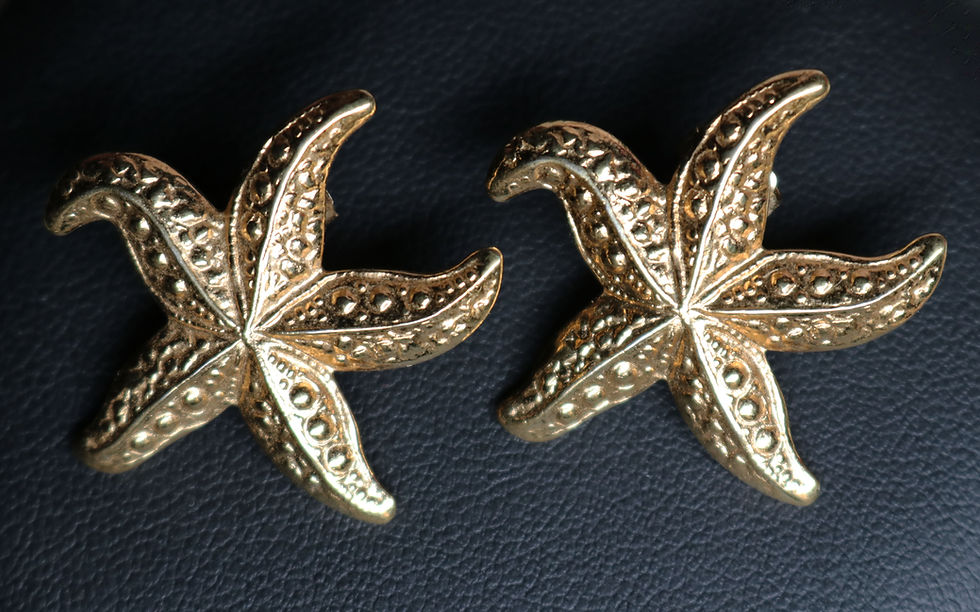 Miniaturebillede: VINTAGE 1987 AVON SOCIETY Gold Plated Starfish Pierced or Clip-On Earrings