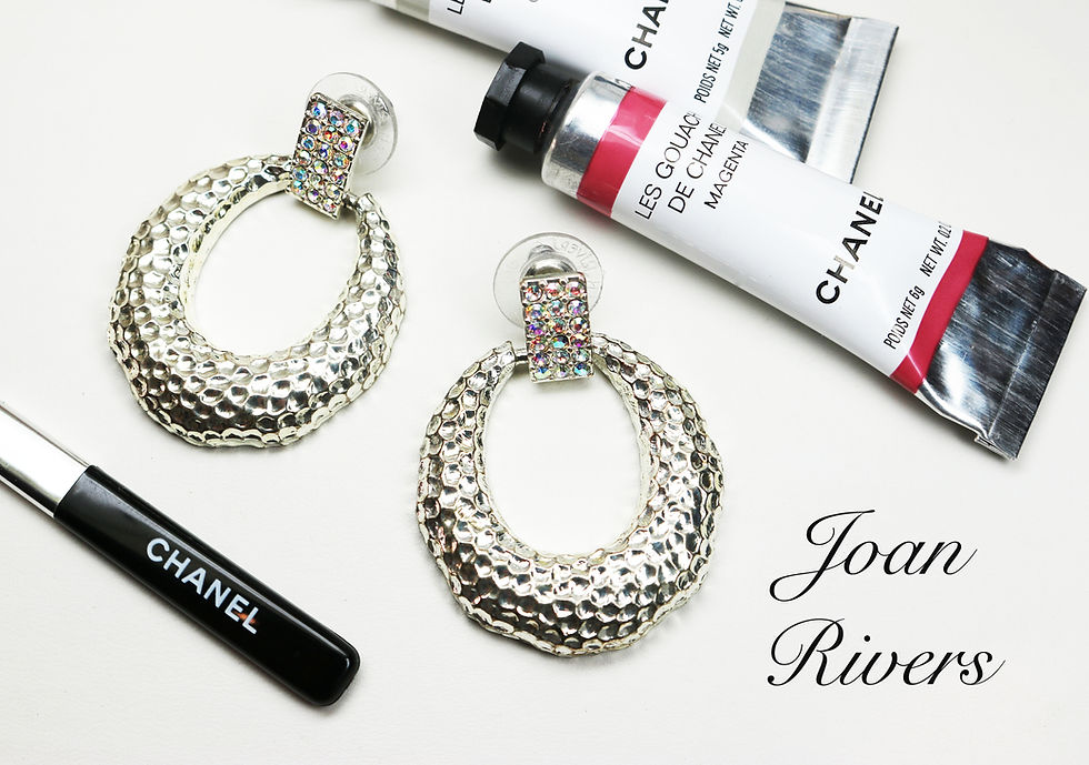 Thumbnail: GLAMOROUS VINTAGE DOORKNOCKER Earrings by Joan Rivers *signed* Clear Crystals