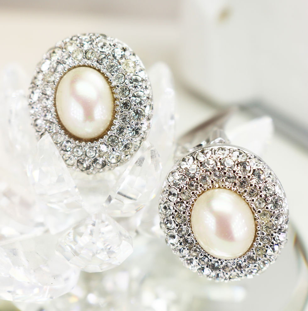 Miniaturebillede: ⚜️ Vintage CHRISTIAN DIOR© Pearl & Crystal Earrings