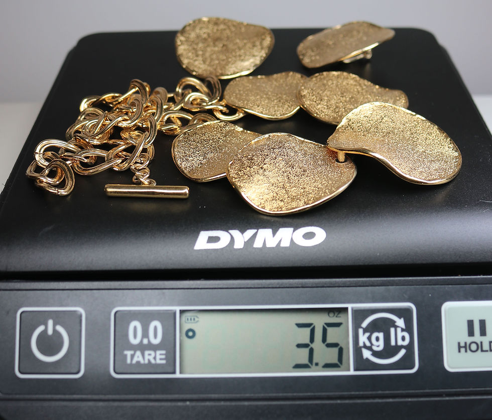 Miniatyrbilde: VINTAGE 1960s CROWN TRIFARI *signed* Demi Parure Gold Plated and Adjustable