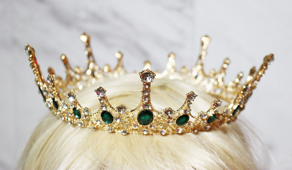 Thumbnail: Imperial Emerald Green Crystal Embellished Royal Gold Crown