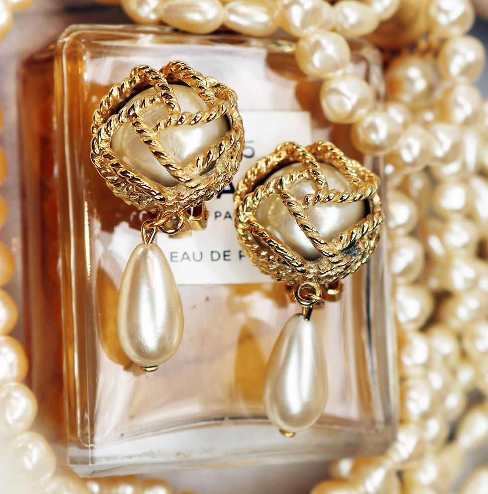 Thumbnail: ⚜️ Vintage PAOLO GUCCI Caged Pearl Drop Earrings