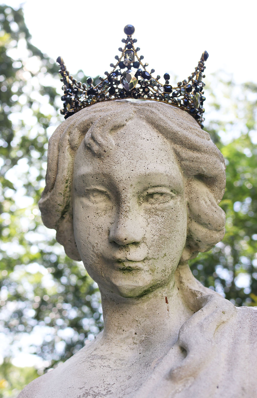 Thumbnail: BLACK CRYSTAL CROWN ~ Black and Gunmetal Grey Crystal Embellished Gold Tone