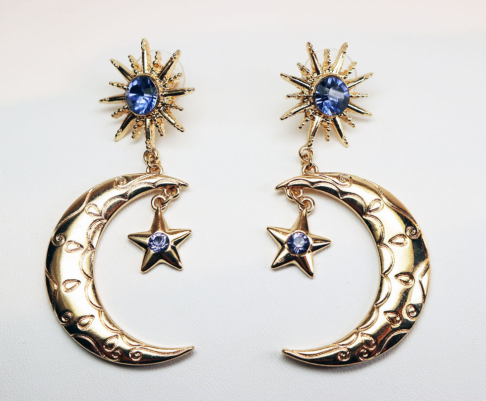 Miniaturebillede: Sun, Crescent Moon & Stars Earrings by Joan Rivers
