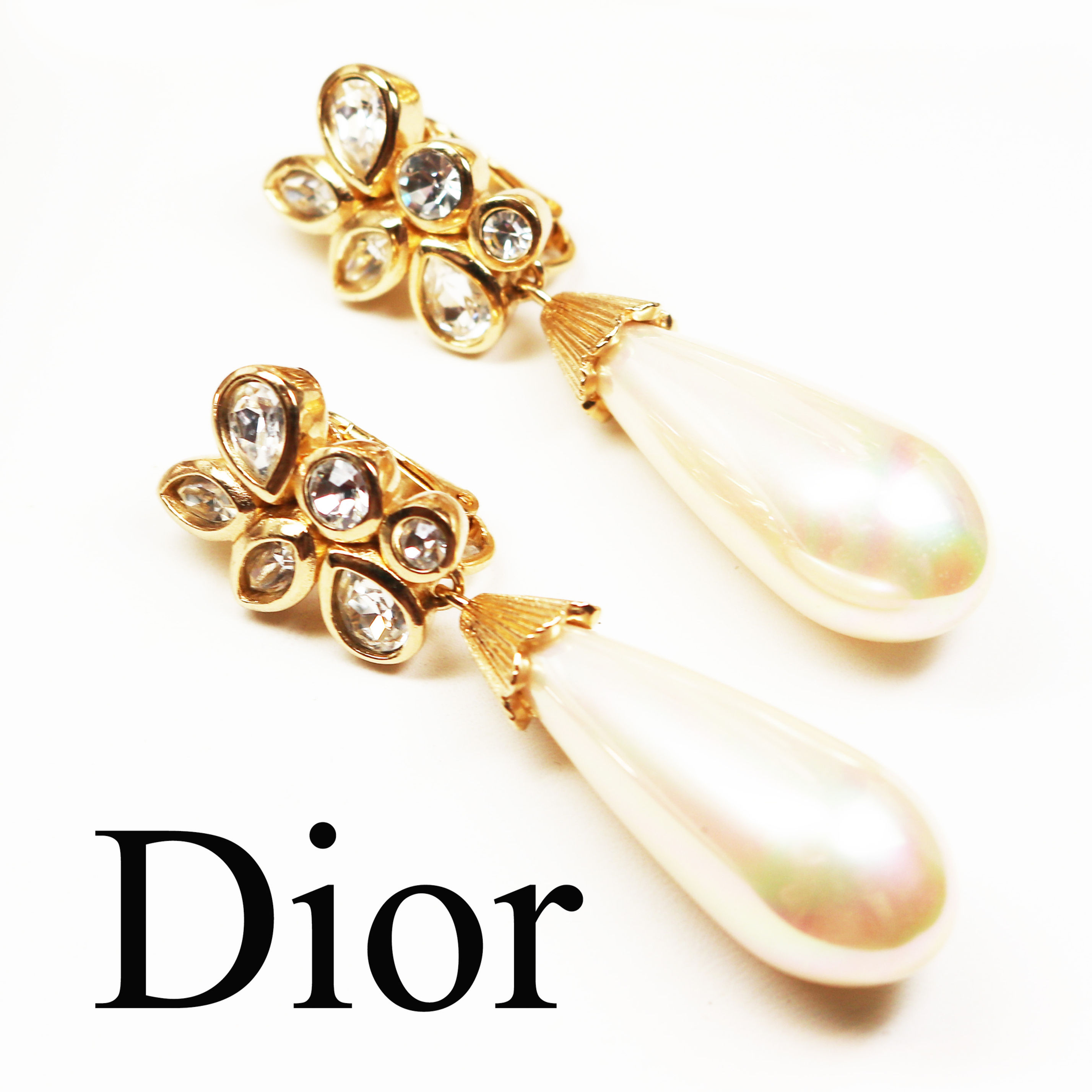 ⚜️ Vintage CHRISTIAN DIOR© Crystal & Pearl Earrings