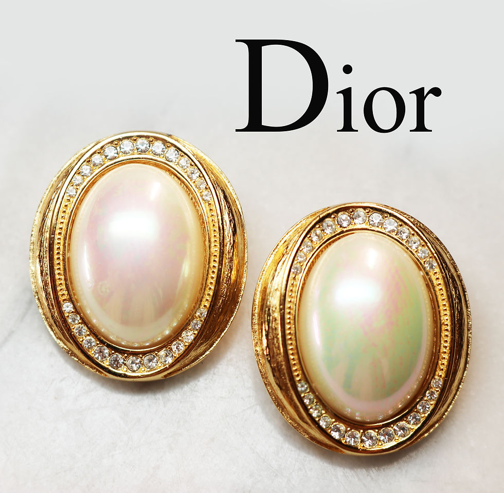 Miniature : ⚜️ Vintage CHRISTIAN DIOR© Pearl & Crystal Earrings