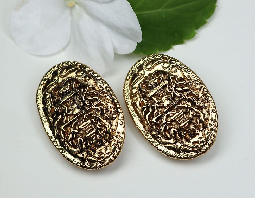 Miniatura: VINTAGE Erwin Pearl Earrings ~ Heirloom Etruscan Revival