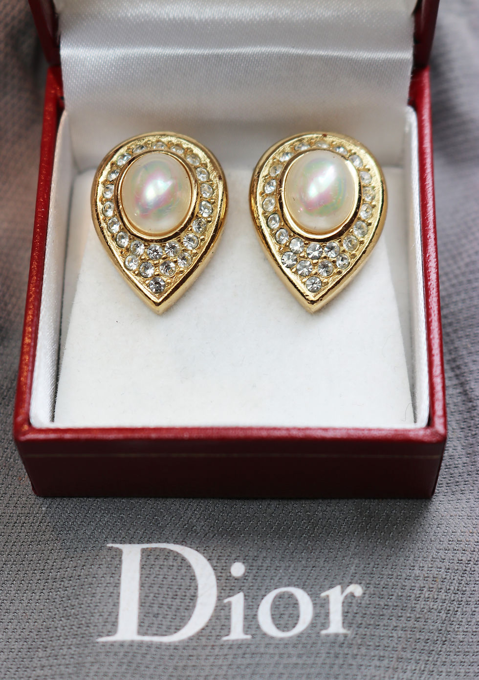 Thumbnail: ⚜️ Vintage CHRISTIAN DIOR© Crystal & Pearl Earrings
