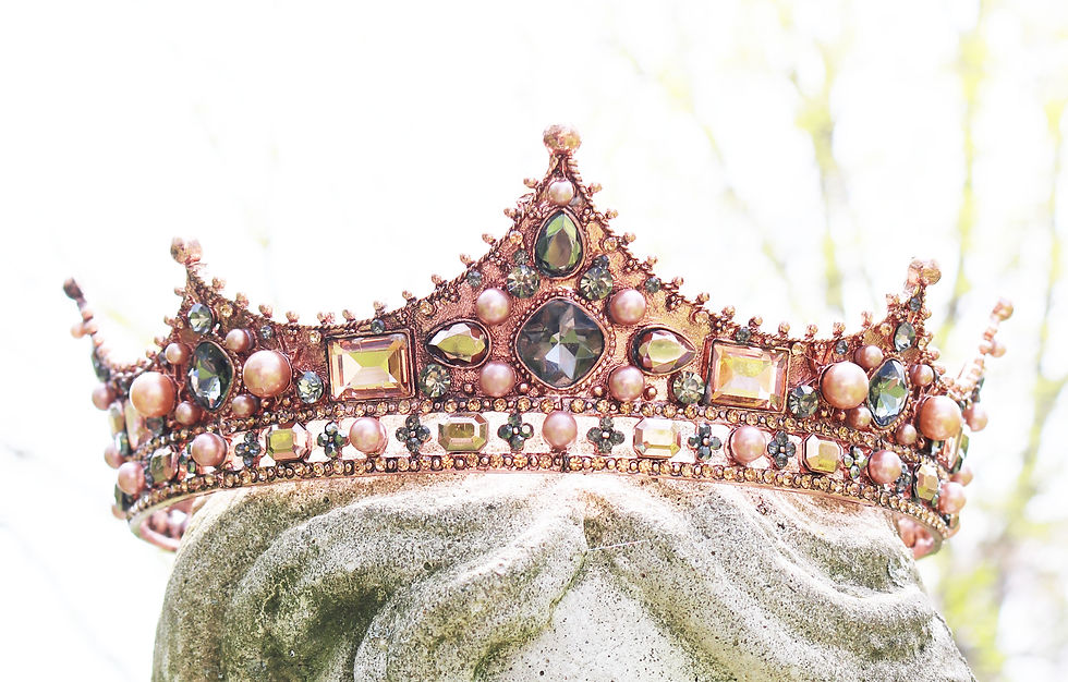 Miniaturebillede: GOTHIC GAME of THRONES Style Crown ~ Champagne Pearls & Smoky Topaz Crystals