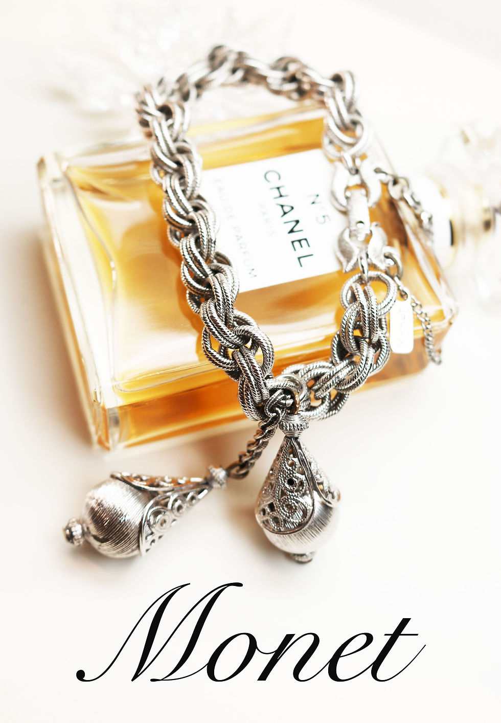 Miniaturebillede: VINTAGE 1961 MONET BOLERO *signed* Triple Plated Silver Statement Bracelet