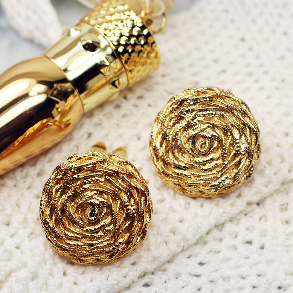Miniatyrbilde: ⚜️ Vintage PAOLO GUCCI Gold Rose Earrings