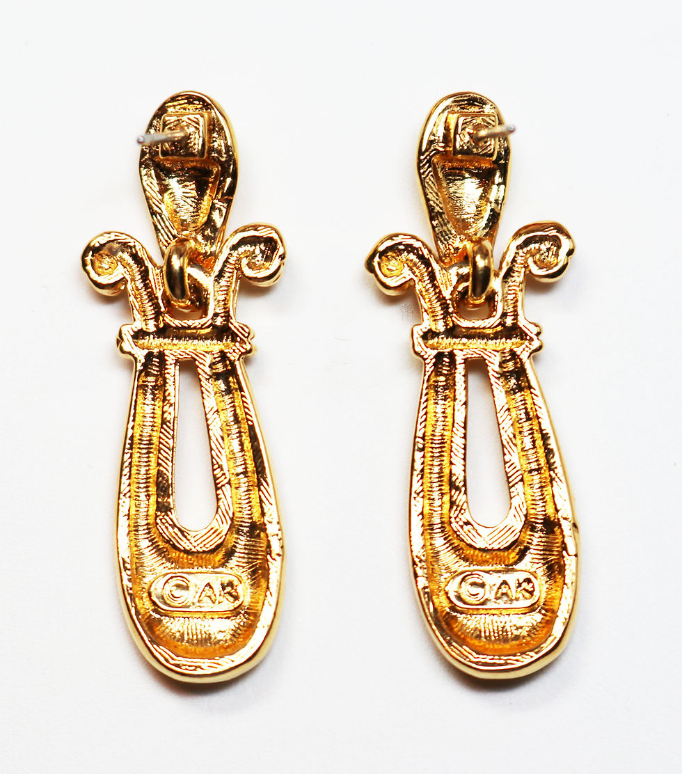 Miniature : VINTAGE 1970s ANNE KLEIN *signed* Pierced Etruscan Doorknocker Pierced Earrings