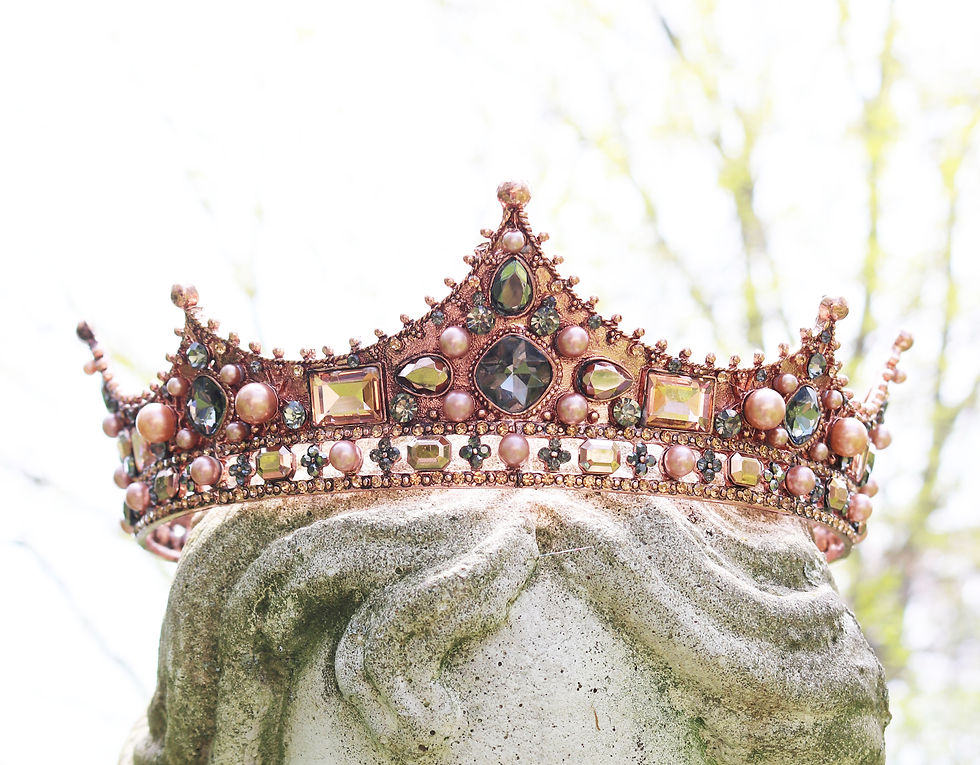 Miniaturebillede: GOTHIC GAME of THRONES Style Crown ~ Champagne Pearls & Smoky Topaz Crystals