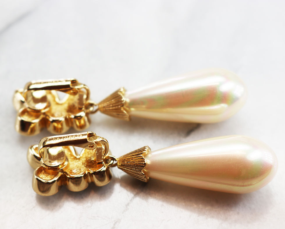 Miniature : ⚜️ Vintage CHRISTIAN DIOR© Crystal & Pearl Earrings