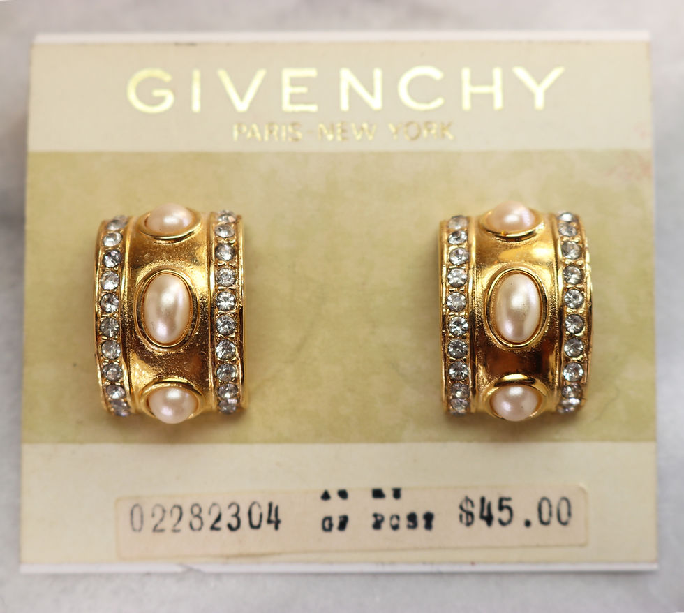 Thumbnail: ⚜️ Vintage GIVENCHY Crystal, Gold & Pearl Earrings