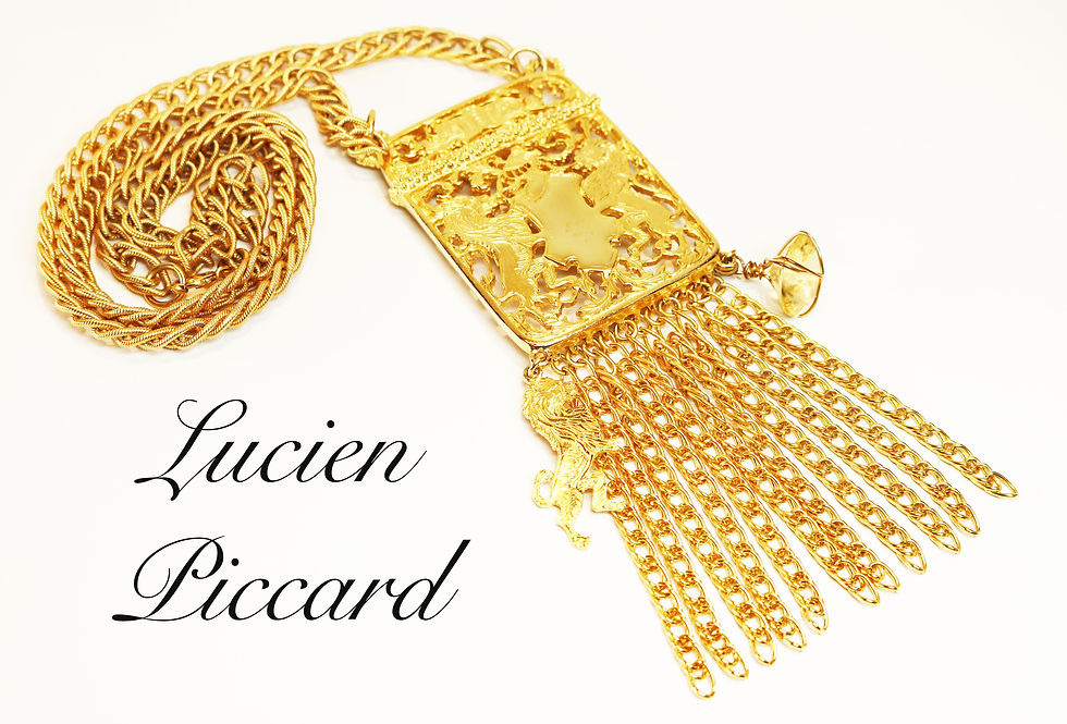 Miniatyrbilde: VINTAGE 1970s LUCIEN PICCARD *signed* Haute Couture Runway Pendant Necklace