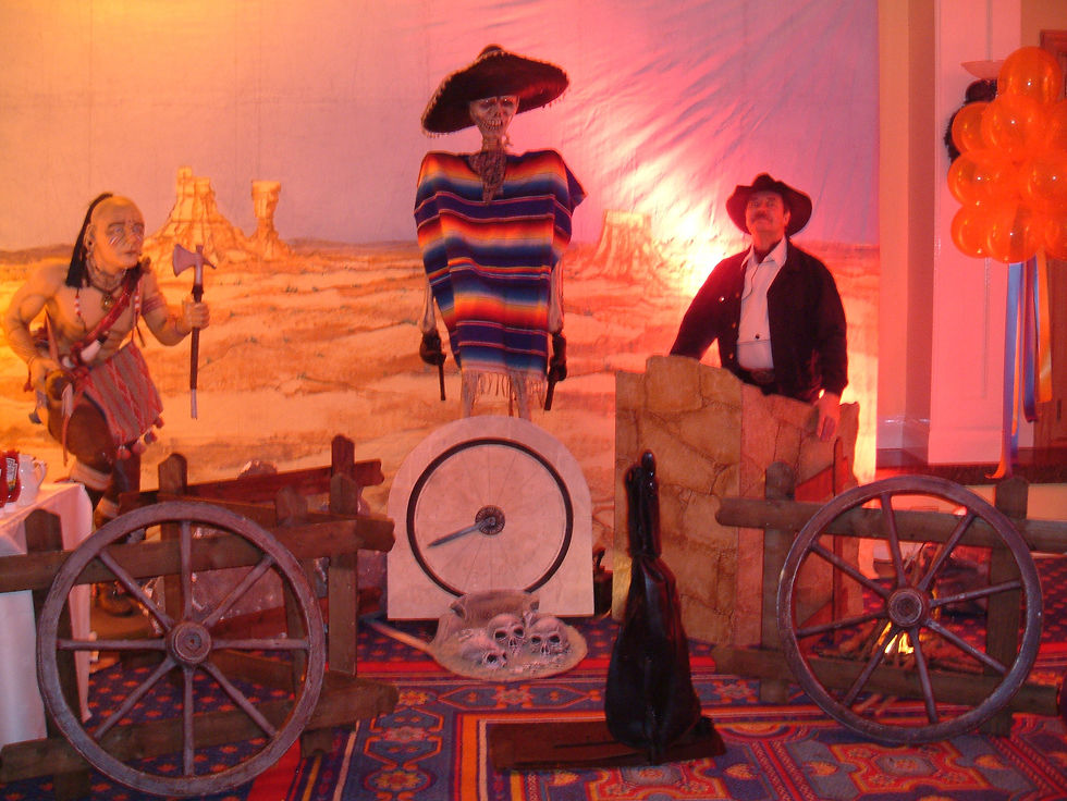 Wild West backdrop wagon wheels