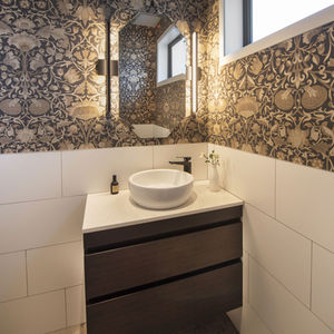 William Morris wallpaper bathroom