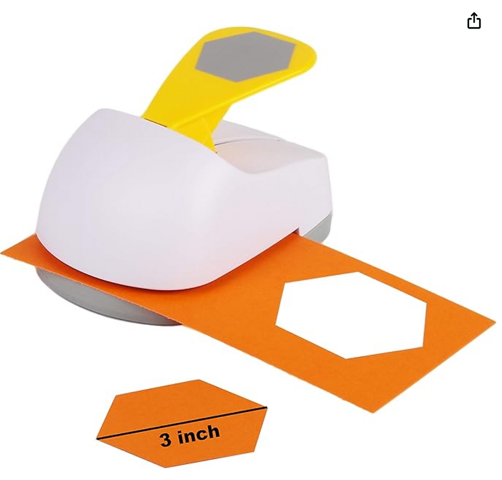 Craft Lever Punch 3 inch Hexagon Punch DIY Handmade Paper Punch (White 3inch Hexagon)