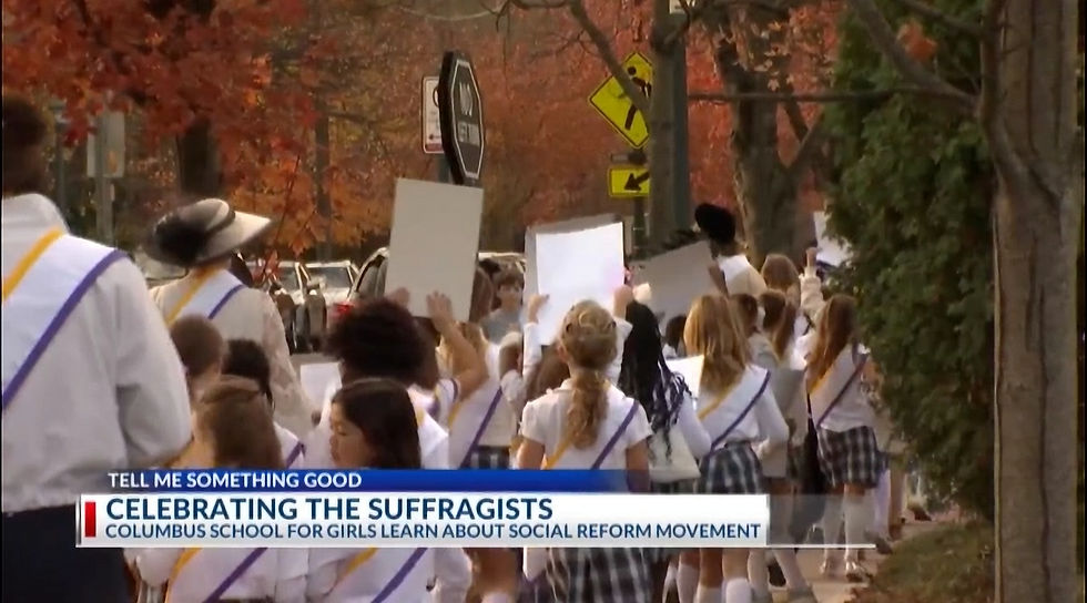 Columbus School for Girls students honor suffragists with a march on the eve of Election Day, celebrating women’s right to vote