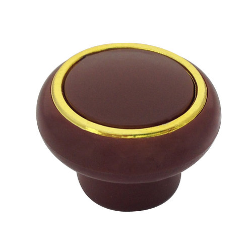 Tirador Caoba con Anillo Dorado