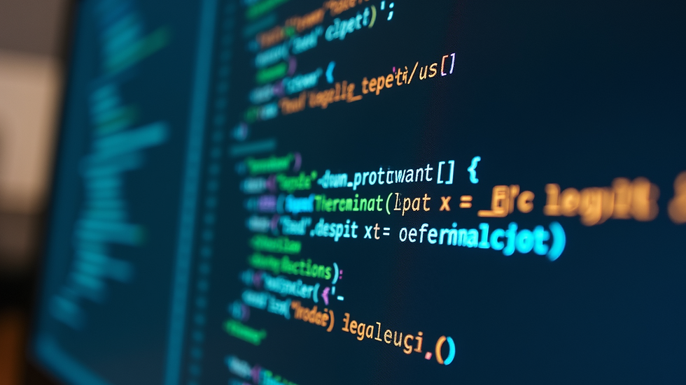 Close-up view of a computer screen displaying coding software